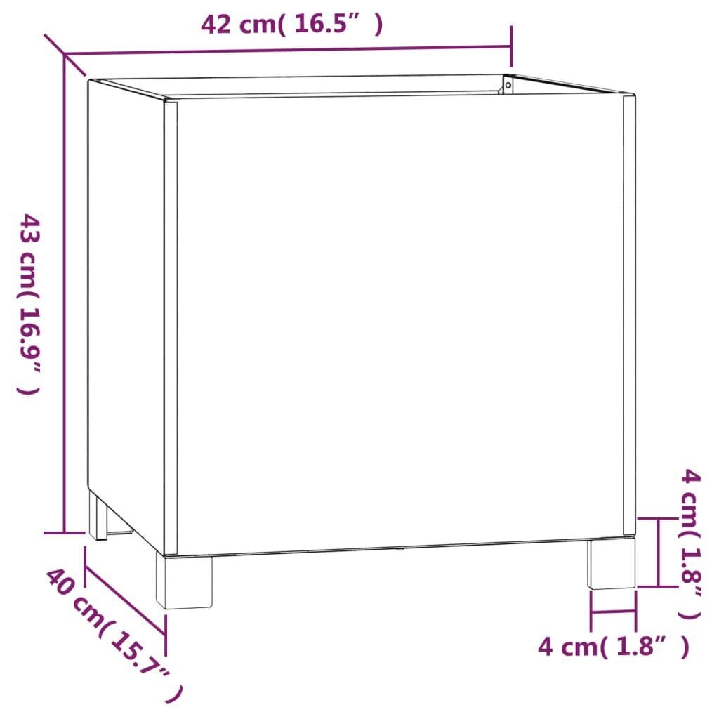 vidaXL puķu kaste ar kājām, rūsas krāsā, 42x40x43 cm, kortena tērauds cena un informācija | Balkona kastes | 220.lv