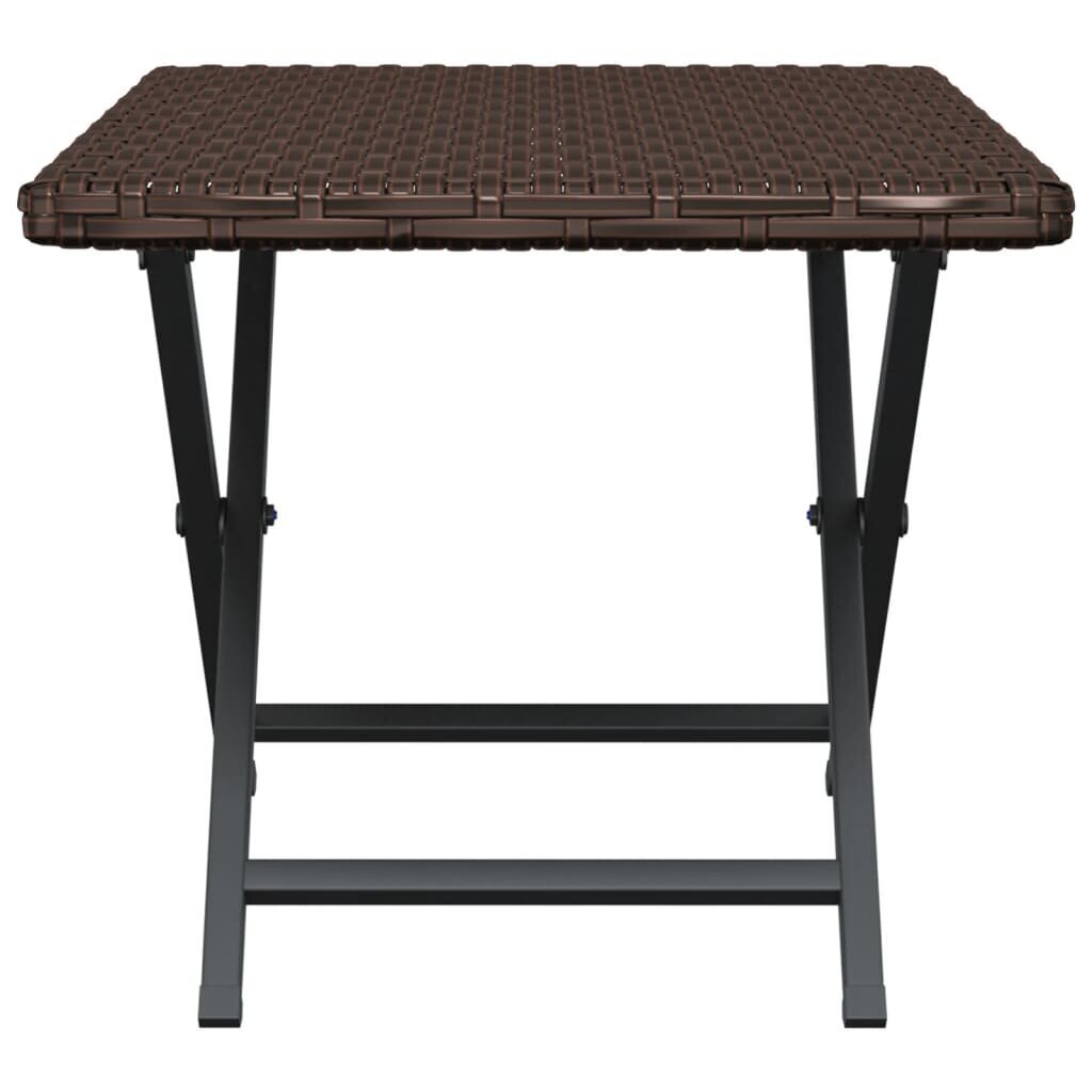 vidaXL saliekams galds, 45x35x32 cm, PE rotangpalma, brūns cena un informācija | Dārza galdi | 220.lv