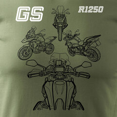 BMW GS 1250 ADVENTURE vīriešu motocikla t-krekls ar motociklu 1581-7 цена и информация | Мужские футболки | 220.lv