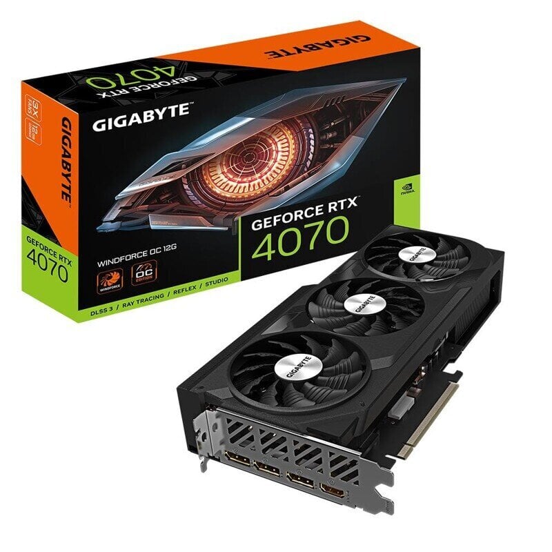 Gigabyte GeForce RTX 4070 Windforce OC 12G (GV-N4070WF3OC-12GD) cena un informācija | Videokartes (GPU) | 220.lv
