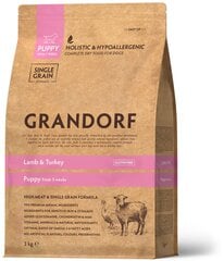 Jērs un tītars - sausā barība visu šķirņu kucēniem GRANDORF, 3kg cena un informācija | Sausā barība suņiem | 220.lv