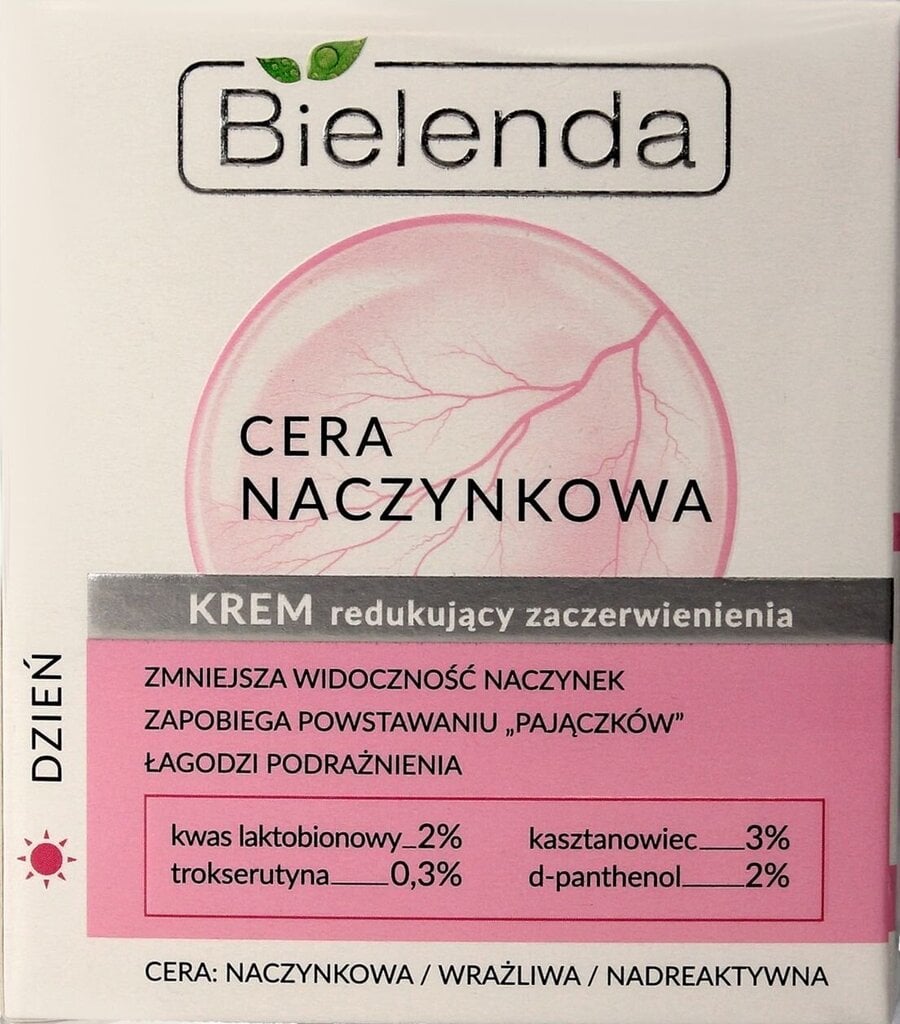 Ikdienas sejas krēms kuperozai ādai Bielenda Couperose Skin Anti Redness Day Cream, 50 ml cena un informācija | Sejas krēmi | 220.lv