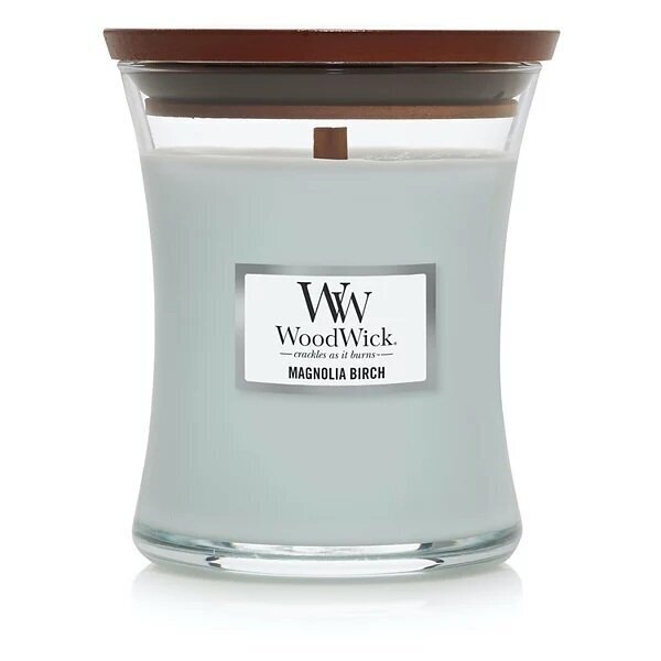 WoodWick aromātiska svece Magnolia Birch, 275 g cena un informācija | Sveces un svečturi | 220.lv