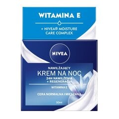 Увлажняющий ночной крем для нормальной и комбинированной кожи Nivea 24H Hydration + Regeneration, 50 мл цена и информация | Наносите на чистую кожу лица. Подержите около 10-15 минут и смойте водой. | 220.lv