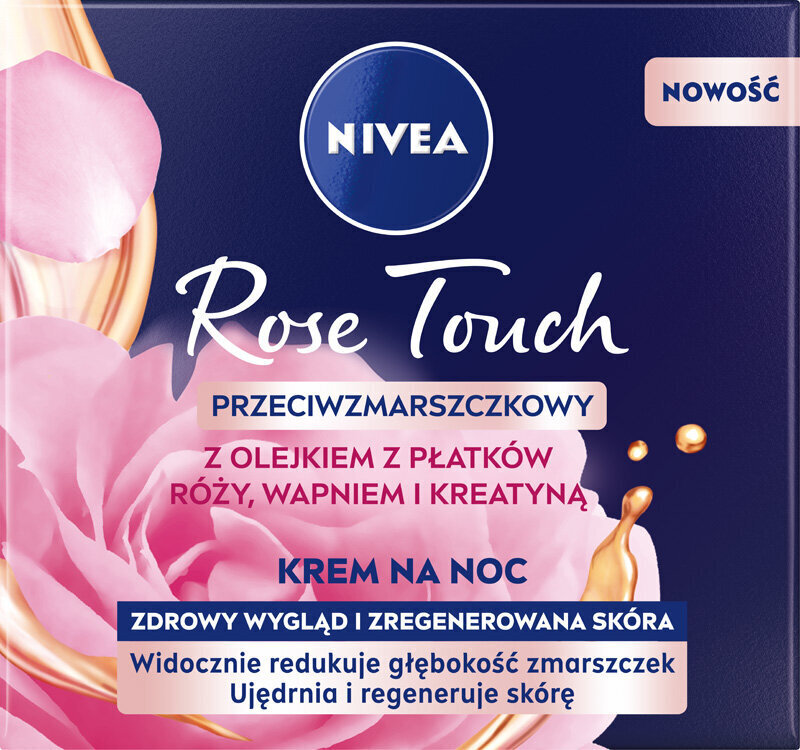 Pretgrumbu nakts krēms ar rožu ziedlapu eļļu, kalciju un keratīnu Nivea Rose Touch, 50 ml cena un informācija | Sejas krēmi | 220.lv