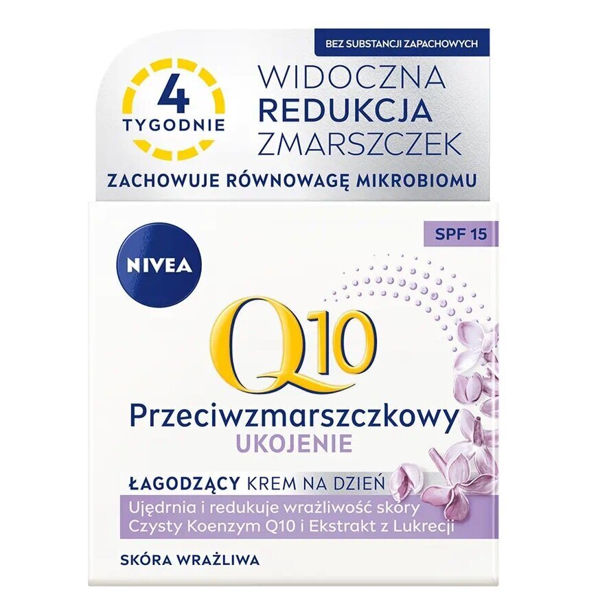 Nomierinošs dienas krēms pret grumbām jutīgai ādai SPF15 Nivea Q10, 50 ml цена и информация | Sejas krēmi | 220.lv