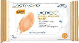 Intīmās higiēnas salvetes Lactacyd Femina, 15 gab. cena un informācija | Intīmās higiēnas līdzekļi | 220.lv