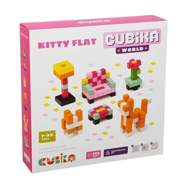 Koka 3D konstruktors Cubika World Kitty FLat, 200 d. cena un informācija | Konstruktori | 220.lv