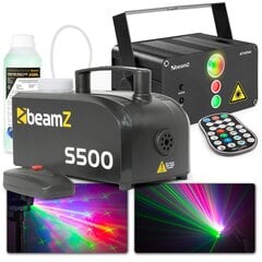 Набор для вечеринки BeamZ Athena Laser с дым-машиной 500 Вт и жидкостью 1 л цена и информация | Праздничные декорации | 220.lv