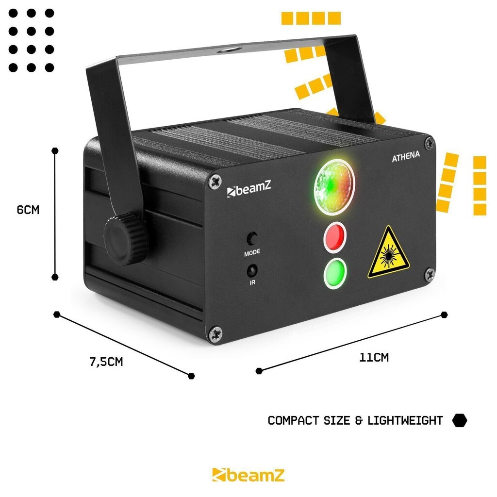 Ballīšu komplekts: BeamZ Athena lāzers ar 500W dūmu mašīnu un šķidrumu, 1L цена и информация | Svētku dekorācijas | 220.lv