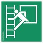 Evakuācijas uzlīme: Evakuācijas logs ar kāpnēm. ISO 7010 E016, 10x10cm цена и информация | Informatīvās zīmes | 220.lv