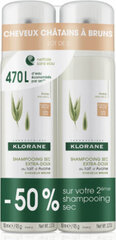 Сухой шампунь для каштановых волос Klorane Oatmeal Dry Shampoo For Brown Hair, 2x150мл цена и информация | Шампуни | 220.lv