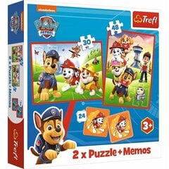 TREFL PAW PATROL Puzles komplekts 30 gab + 48 gab + 24 memo cena un informācija | Attīstošās rotaļlietas | 220.lv