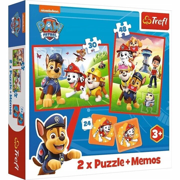 TREFL PAW PATROL Puzles komplekts 30 gab + 48 gab + 24 memo цена и информация | Attīstošās rotaļlietas | 220.lv