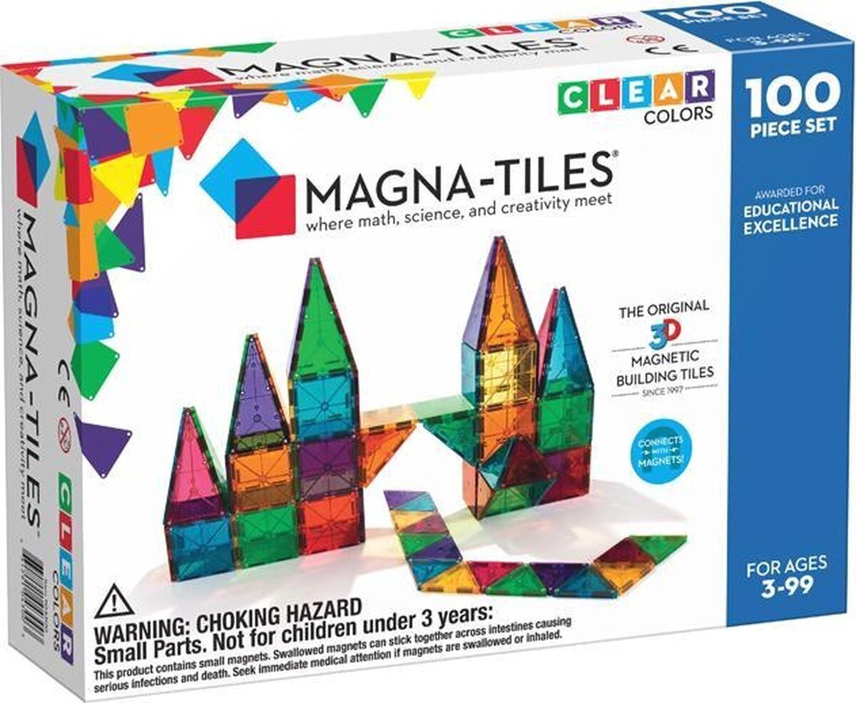 MAGNA-TILES Krāsaini magnētiskie konstruktori, 100 gab. cena un informācija | Konstruktori | 220.lv