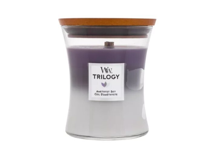 WoodWick aromātiska svece Trilogy Amethyst Sky, 275 g cena un informācija | Sveces un svečturi | 220.lv