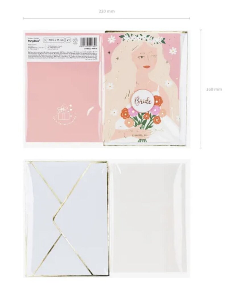 Kartiņa ar piespraudi "bride", 10.5x15cm cena un informācija | Aploksnes | 220.lv
