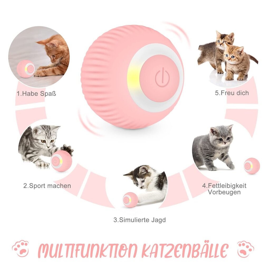 Interaktīvs paškustīgs kaķu rotaļlieta, rozā цена и информация | Rotaļlietas kaķiem | 220.lv