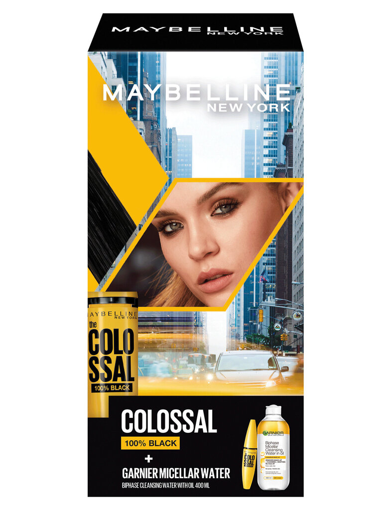 Komplekts - Maybelline Max I Colossal: Skropstu tuša + Biphasic Micellar Water cena un informācija | Acu ēnas, skropstu tušas, zīmuļi, serumi | 220.lv