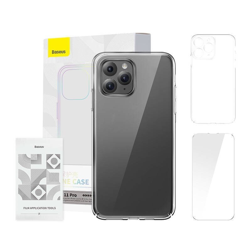 Case Baseus Crystal Series for iPhone 11 pro (clear) + tempered glass + cleaning kit cena un informācija | Telefonu vāciņi, maciņi | 220.lv