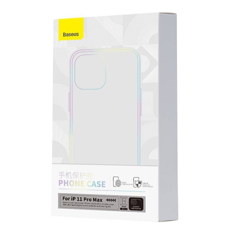 Case Baseus Crystal Series for iPhone 11 pro max (clear) + tempered glass + cleaning kit cena un informācija | Telefonu vāciņi, maciņi | 220.lv