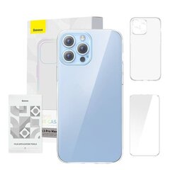 Phone case Baseus Crystal Clear for 13 Pro Max (transparent) +all-tempered-glass screen protector +cleaning kit cena un informācija | Telefonu vāciņi, maciņi | 220.lv