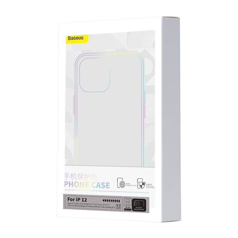 Phone case Baseus Magnetic Crystal Clear for iPhone 12 (transparent) with all-tempered-glass screen protector and cleaning kit cena un informācija | Telefonu vāciņi, maciņi | 220.lv