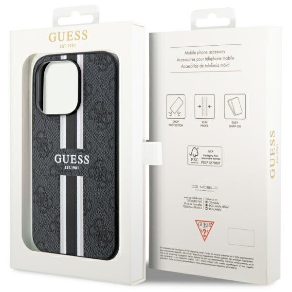 Guess GUHMP14LP4RPSK iPhone 14 Pro 6.1" czarny|black hardcase 4G Printed Stripes MagSafe цена и информация | Telefonu vāciņi, maciņi | 220.lv