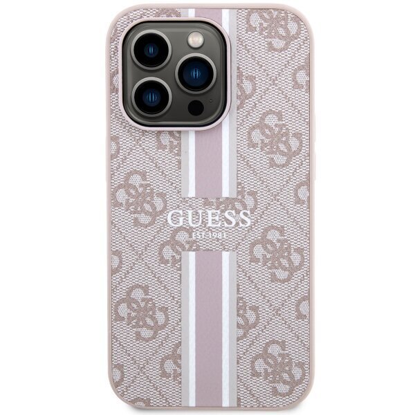 Guess GUHMP14LP4RPSP iPhone 14 Pro 6.1" różowy|pink hardcase 4G Printed Stripes MagSafe cena un informācija | Telefonu vāciņi, maciņi | 220.lv