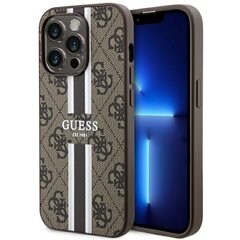 Guess GUHMP14LP4RPSW iPhone 14 Pro 6.1" brązowy|brown hardcase 4G Printed Stripes MagSafe цена и информация | Чехлы для телефонов | 220.lv