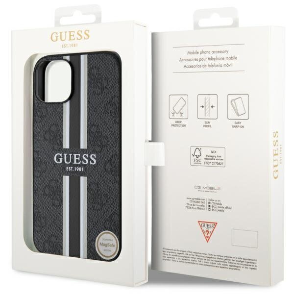 Guess GUHMP14MP4RPSK iPhone 14 Plus 6,7" czarny|black hardcase 4G Printed Stripes MagSafe цена и информация | Telefonu vāciņi, maciņi | 220.lv