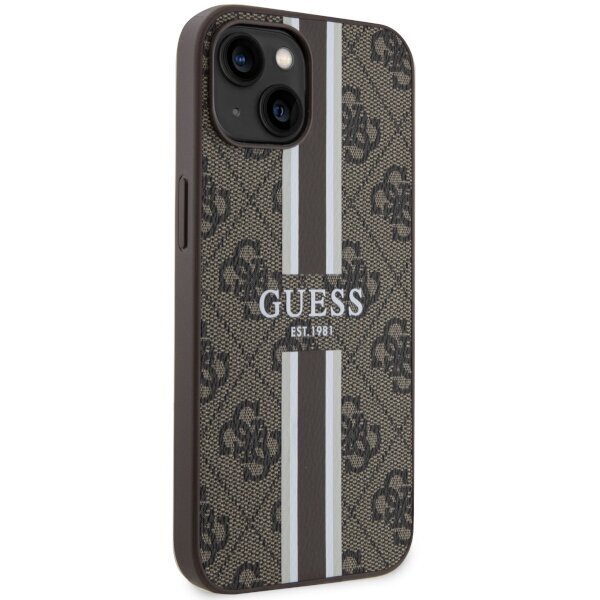 Guess GUHMP14MP4RPSW iPhone 14 Plus 6,7" brązowy|brown hardcase 4G Printed Stripes MagSafe cena un informācija | Telefonu vāciņi, maciņi | 220.lv