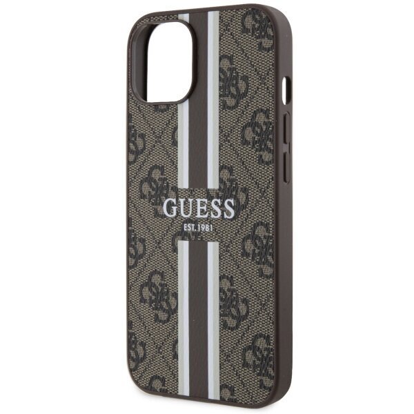 Guess GUHMP14SP4RPSW iPhone 14 6,1" brązowy|brown hardcase 4G Printed Stripes MagSafe cena un informācija | Telefonu vāciņi, maciņi | 220.lv