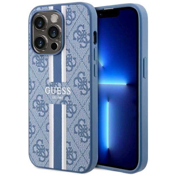 Guess GUHMP14XP4RPSB iPhone 14 Pro Max 6.7" niebieski|blue hardcase 4G Printed Stripes MagSafe cena un informācija | Telefonu vāciņi, maciņi | 220.lv