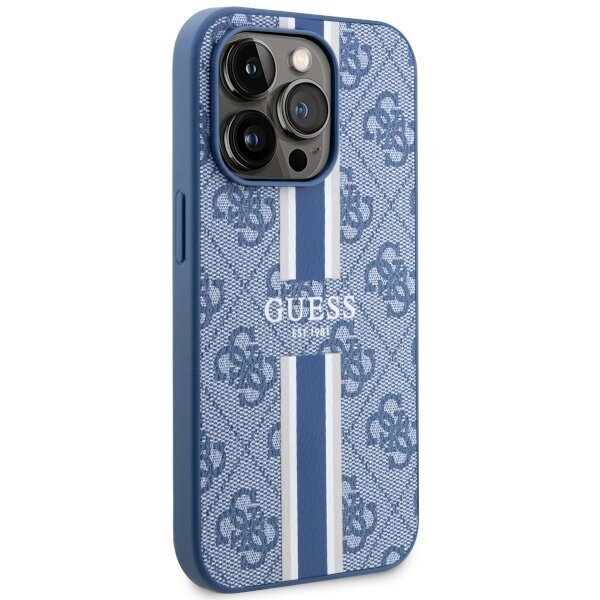 Guess GUHMP14XP4RPSB iPhone 14 Pro Max 6.7" niebieski|blue hardcase 4G Printed Stripes MagSafe cena un informācija | Telefonu vāciņi, maciņi | 220.lv