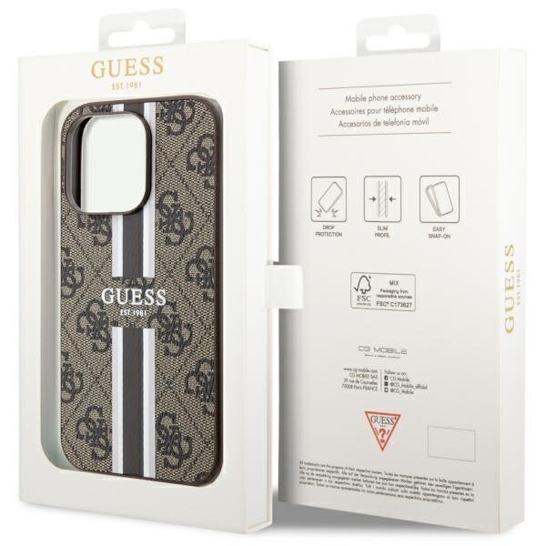 Guess GUHMP14XP4RPSW iPhone 14 Pro Max 6.7" brązowy|brown hardcase 4G Printed Stripes MagSafe цена и информация | Telefonu vāciņi, maciņi | 220.lv