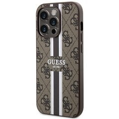 Guess GUHMP14XP4RPSW iPhone 14 Pro Max 6.7" brązowy|brown hardcase 4G Printed Stripes MagSafe cena un informācija | Telefonu vāciņi, maciņi | 220.lv