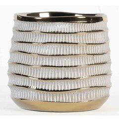 Keramikas puķu pods DAPHNE 18,5 x 16,5(A) cm, zeltaini/balts cena un informācija | Puķu podi | 220.lv