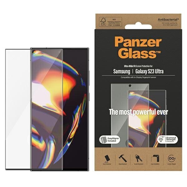 PanzerGlass Ultra-Wide Fit Sam S23 Ultra S918 Screen Protection 7317 z aplikatorem cena un informācija | Telefonu vāciņi, maciņi | 220.lv