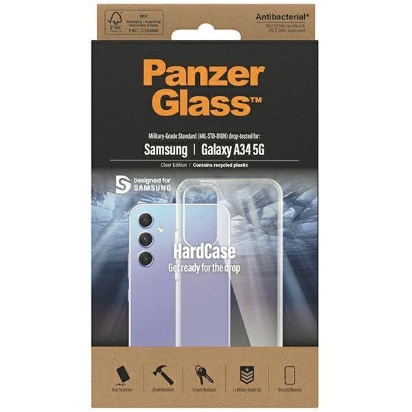 PanzerGlass HardCase Samsung A34 5G A346 Antibacterial Military grade clear 0444 цена и информация | Telefonu vāciņi, maciņi | 220.lv