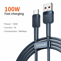 Kabelis TOOCKI USB A -> USB C PD 100W 7A 1,0 m, ātras uzlādes datu kabelis cena un informācija | Savienotājkabeļi | 220.lv