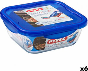 Hermētiska pusdienu kastīte Pyrex Cook & go, 21 x 21 x 9 cm, 1,9 L (6 gab.) cena un informācija | Trauki pārtikas uzglabāšanai | 220.lv