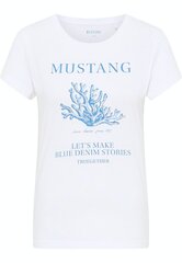 Женская футболка Mustang 1013789*2045, белая/синяя цена и информация | Футболка женская | 220.lv