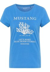 Женская футболка Mustang 1013789*5428, синяя/белая цена и информация | Футболка женская | 220.lv