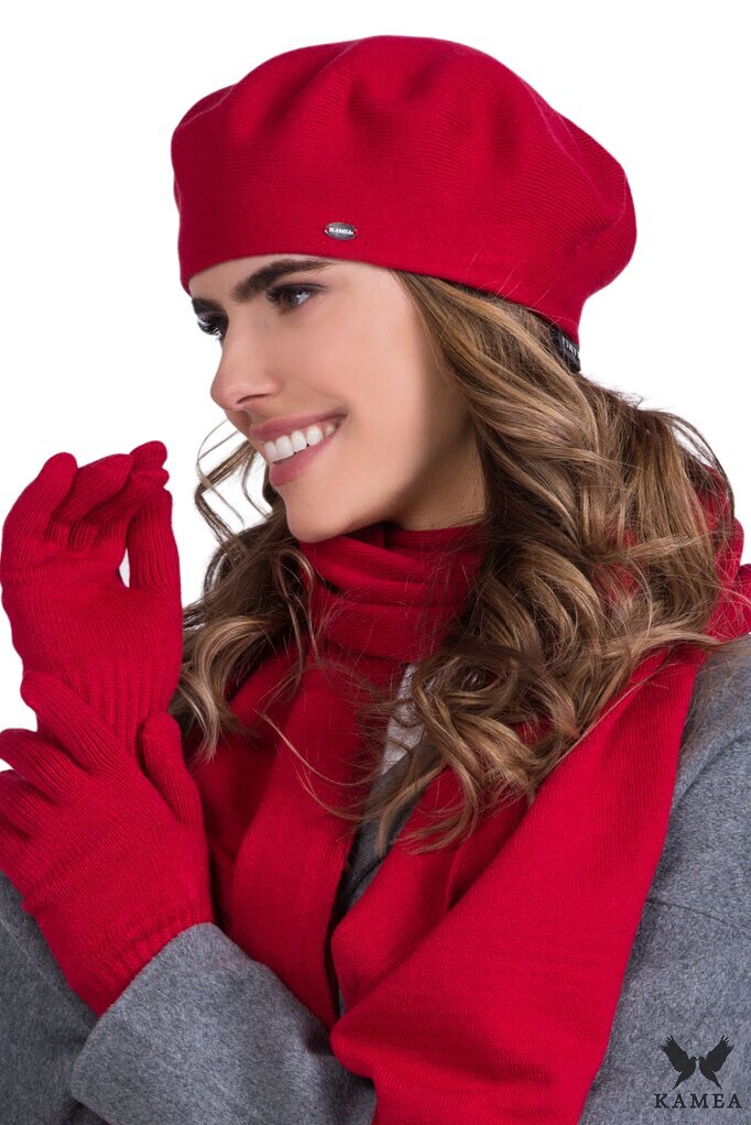 Kamea sieviešu berete INEZZ*09, sarkans 5903246735048 cena un informācija | Sieviešu cepures | 220.lv