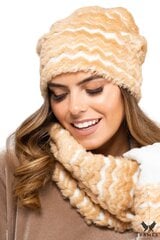 Женская шапка + шарф Kamea VERMONT-KOM*01, бежевая/белая, 5903246745979 цена и информация | Женские шапки | 220.lv