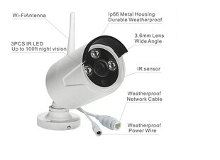 WiFi videonovērošanas kameru sistēmas komplekts, komplekts UKC 3340KIT, 4 kanāli cena un informācija | Novērošanas kameras | 220.lv