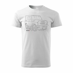 T-krekls ar UAZ 469 452 4x4 automašīnu 825-7, balts cena un informācija | Vīriešu T-krekli | 220.lv