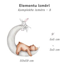 Bērnu interjera uzlīme Zaķis un lācis uz mēness цена и информация | Декоративные наклейки | 220.lv