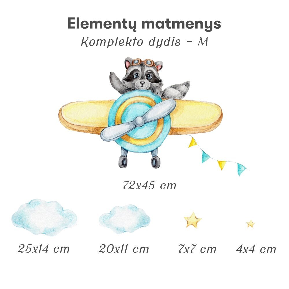 Bērnu interjera uzlīme Jenots lidmašīnā цена и информация | Dekoratīvās uzlīmes | 220.lv